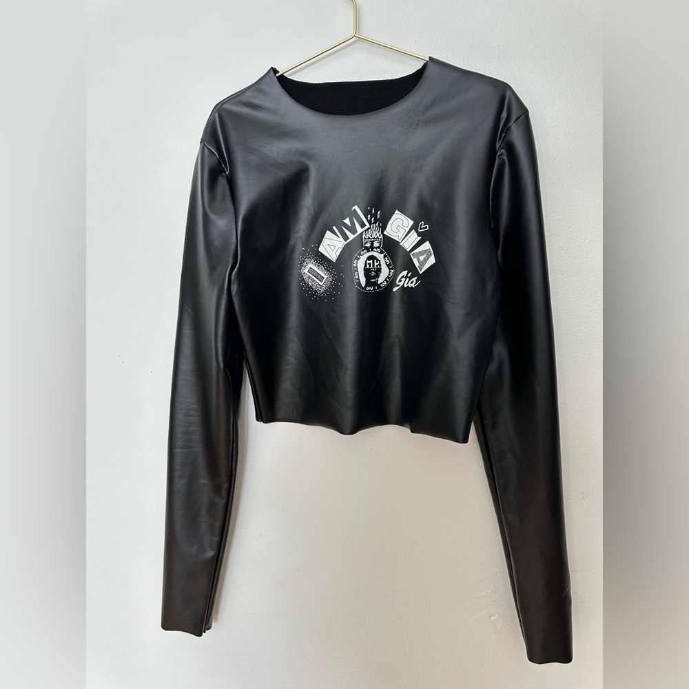 Faux leather cropped IAMGIA top